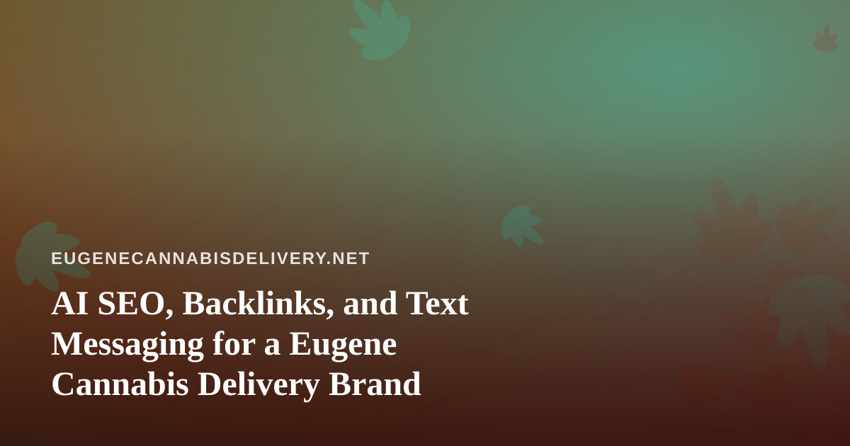 AI SEO, Backlinks, and Text Messaging for a Eugene Cannabis Delivery Brand